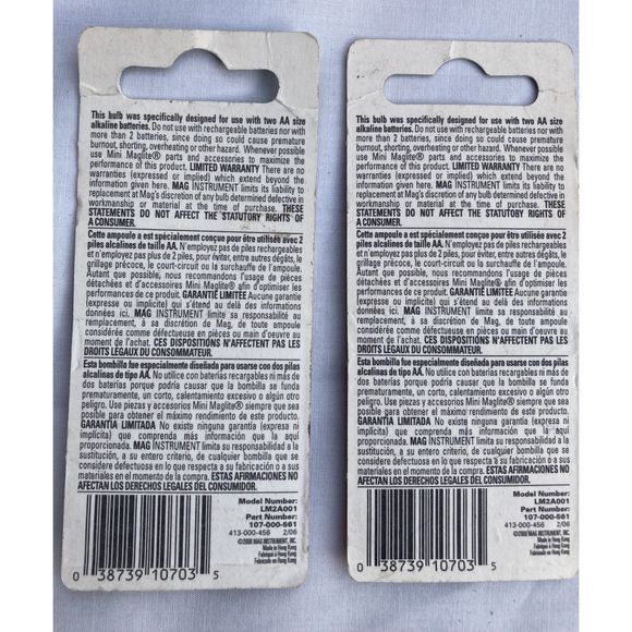 New Lot of 2 Mini-Maglite 2-Cell AA Krypton Super-Bright Lamp Replacement Bulbs - Picture 3 of 5